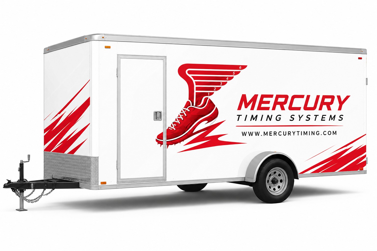 White Mercury Timing single-axle timing trailer